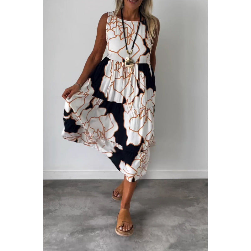 Stilla | Tie-Dress Motefulltrykk Uden Ermer Tie Kjole