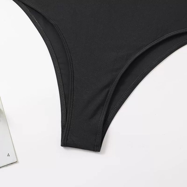 Dame Struktureret Højskåret Badedragt med Elegant Kæde-Detail Stilla