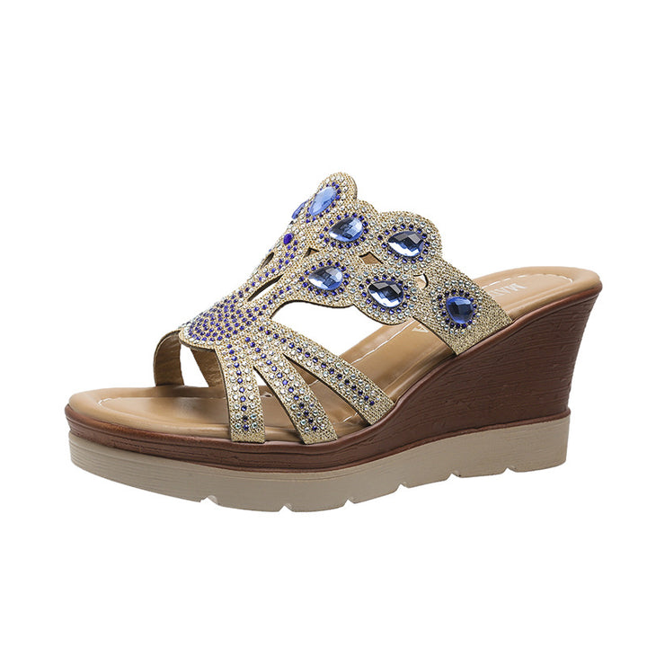 Dame Glamourøse Wedge-sandaler med funkende krystaludsmykninger Stilla