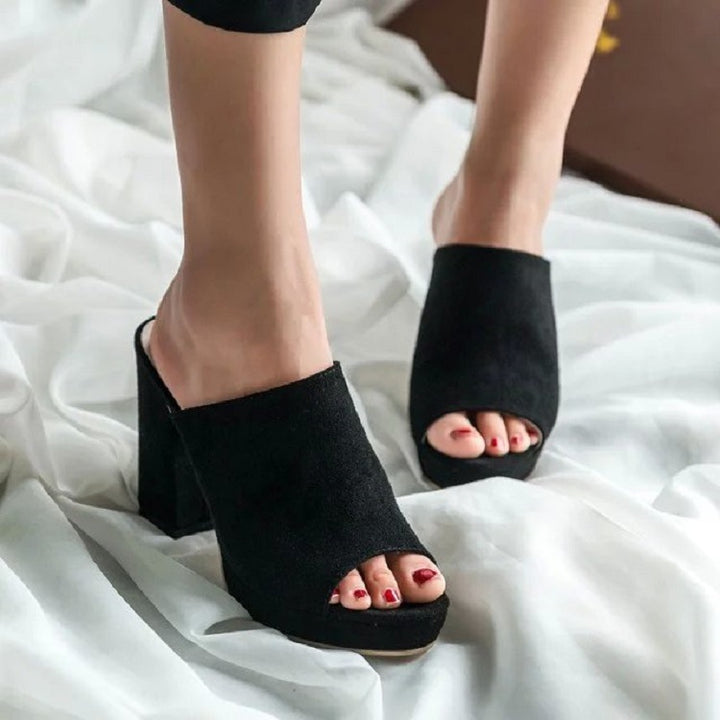 Dame Peep-Toe Blockhælsandal Stilla
