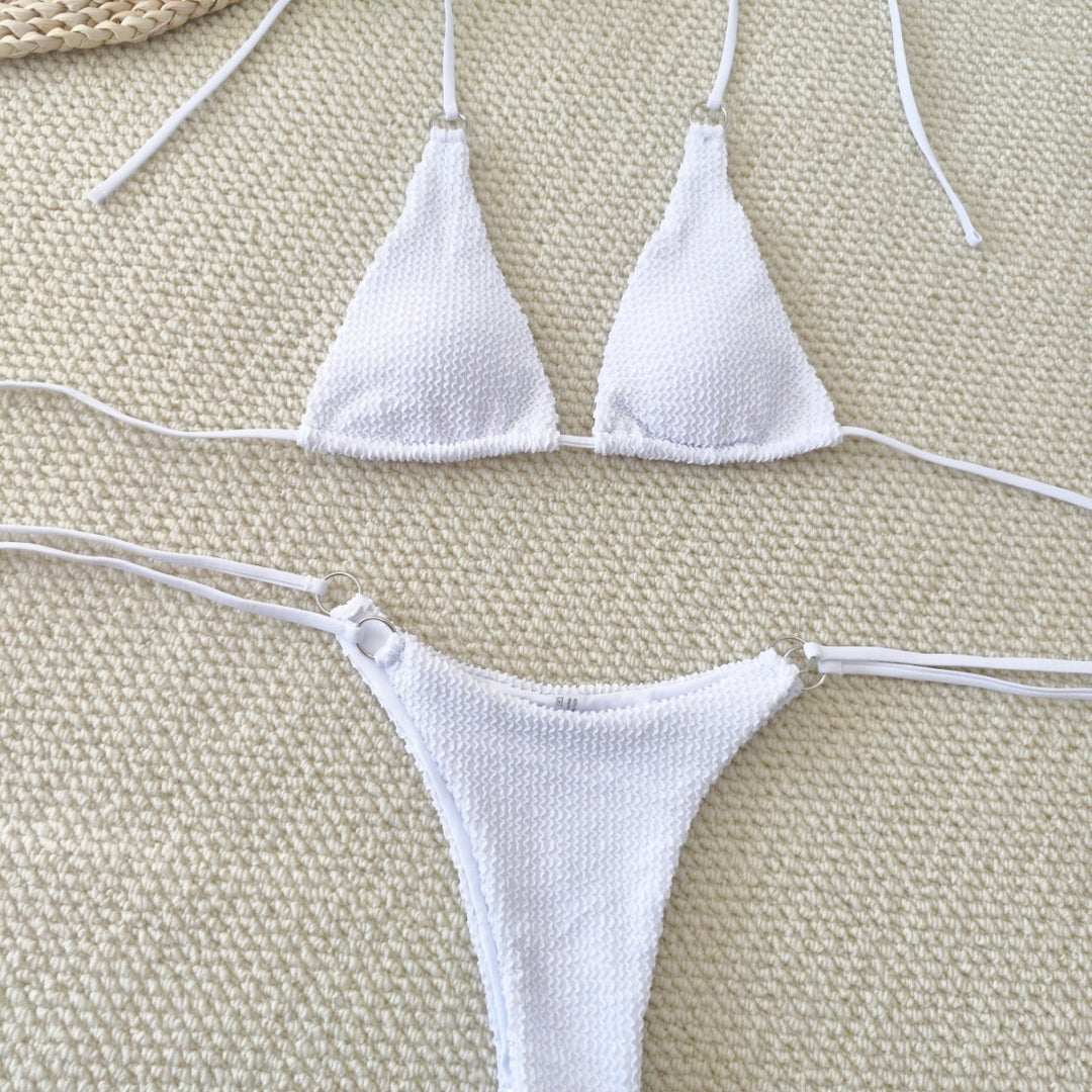 Dame Triangel-Bikini med struktureret stof og elegante ringdetaljer Skovae