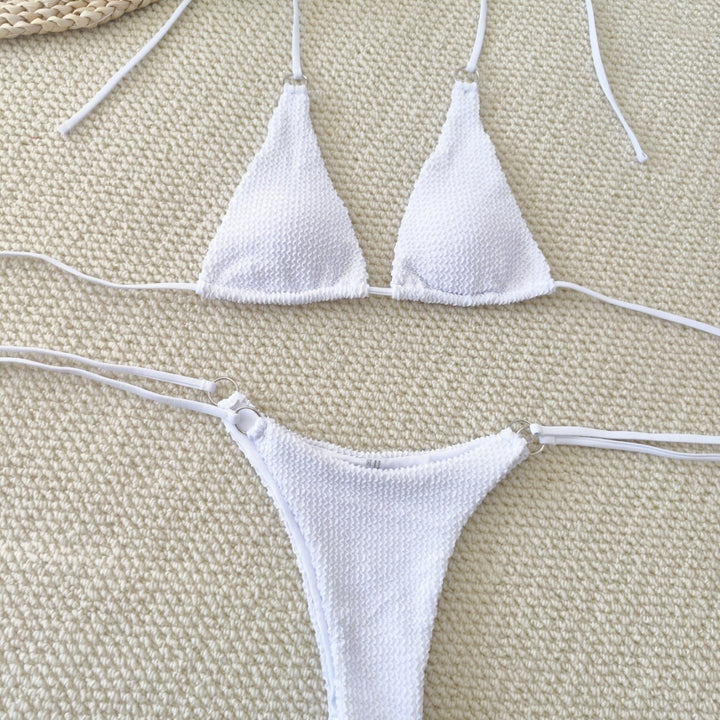 Dame Triangel-Bikini med struktureret stof og elegante ringdetaljer Skovae