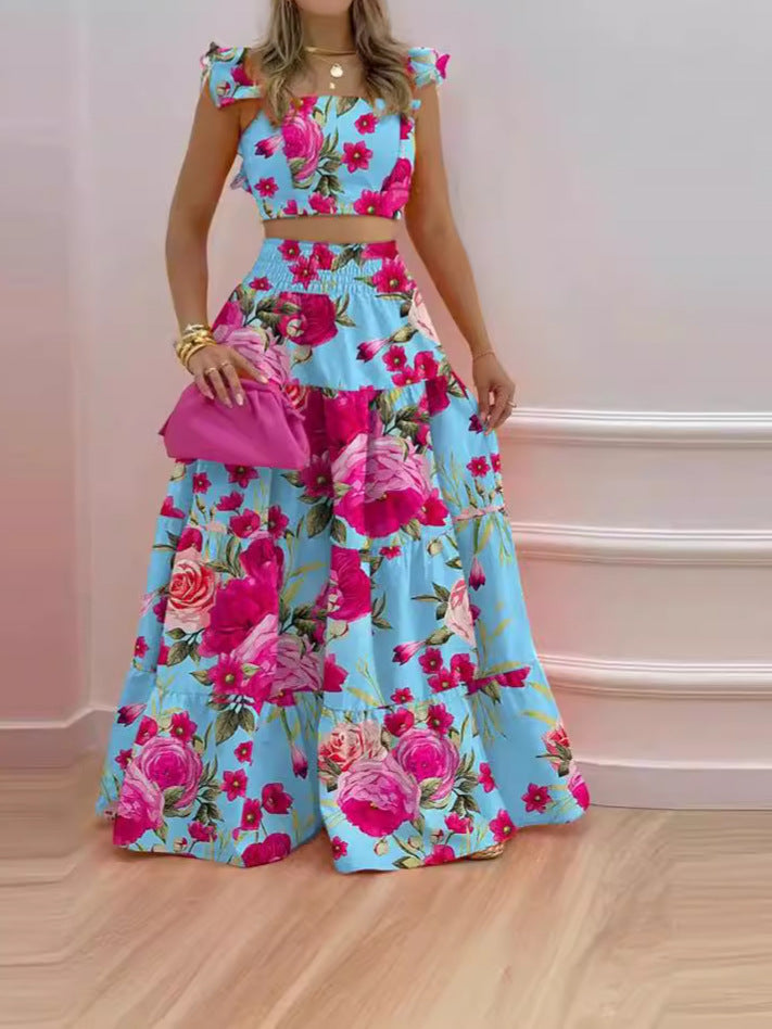 Dame To-delt Sommer-outfit med flæser Stilla