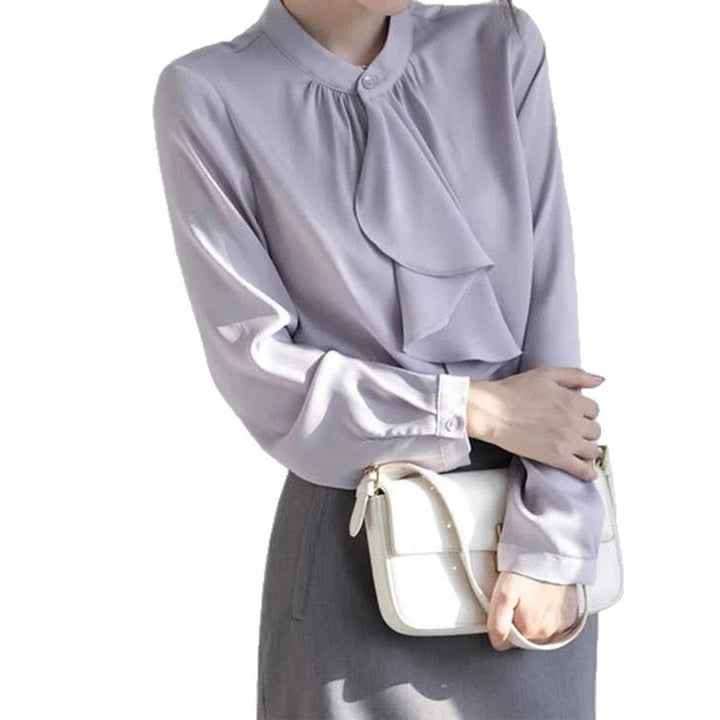 Dame smart bluse med drapering og knapdetalje Stilla