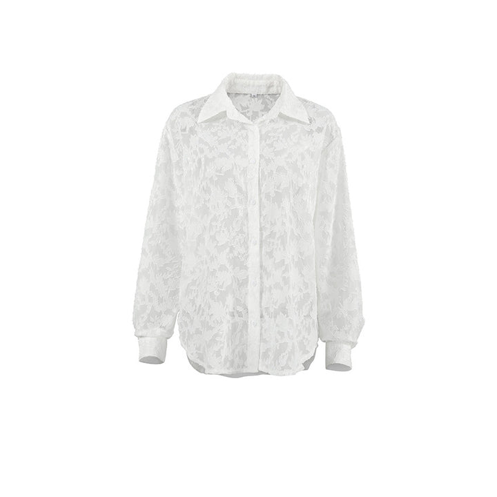 Dame Gennemsigtig Bluse med blomstret design og elegante detaljer Stilla