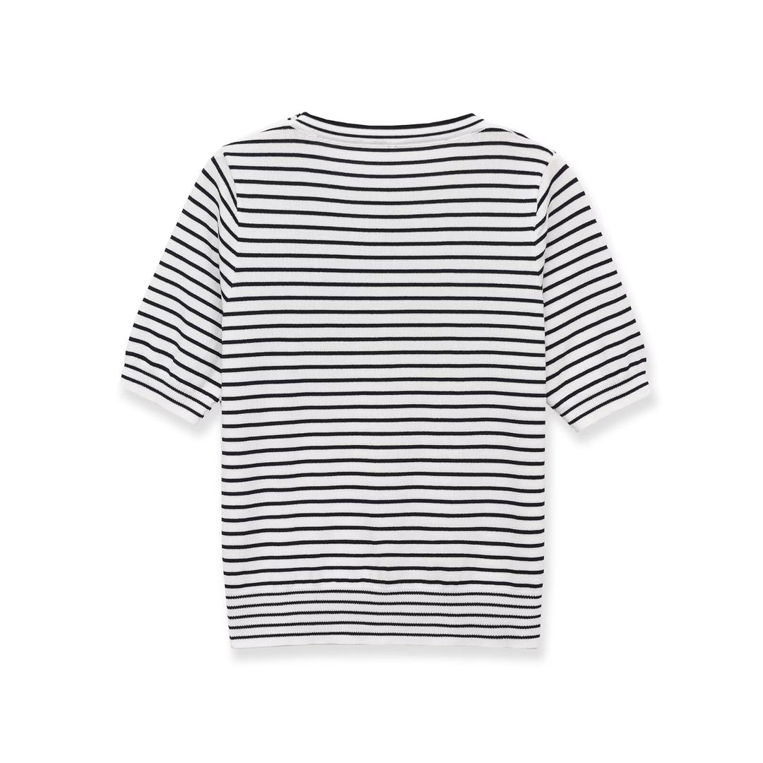 Dame stribet T-shirt med korte ærmer Skovae