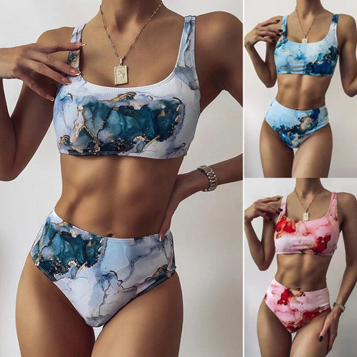 Dame Asymmetrisk Bikini-sæt med knyttet top Skovae