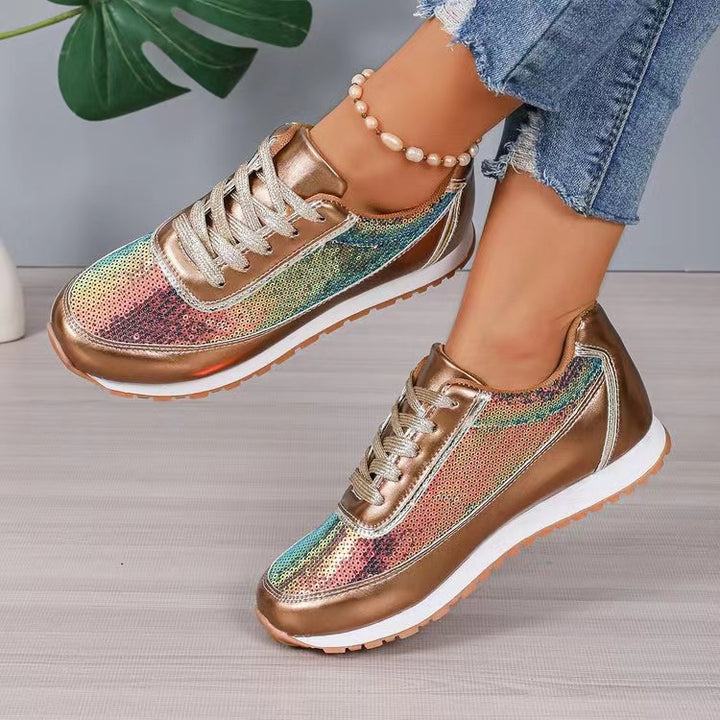 Dame mode Sneakers med glitrende overflade og skridsikker sål Stilla