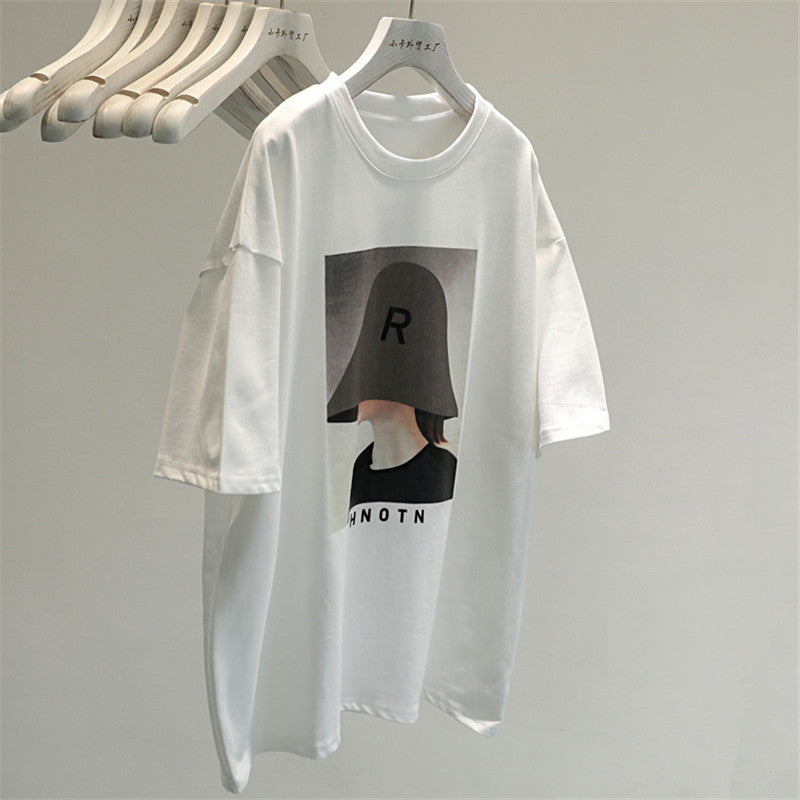 Dame T-shirt med moderne grafiktryk og afslappet oversized-snit Stilla