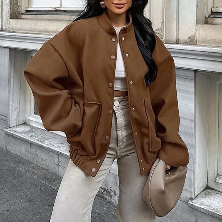 Dame Oversized Sweatjakke med højkvalitets trykknapper og casual lommer Stilla