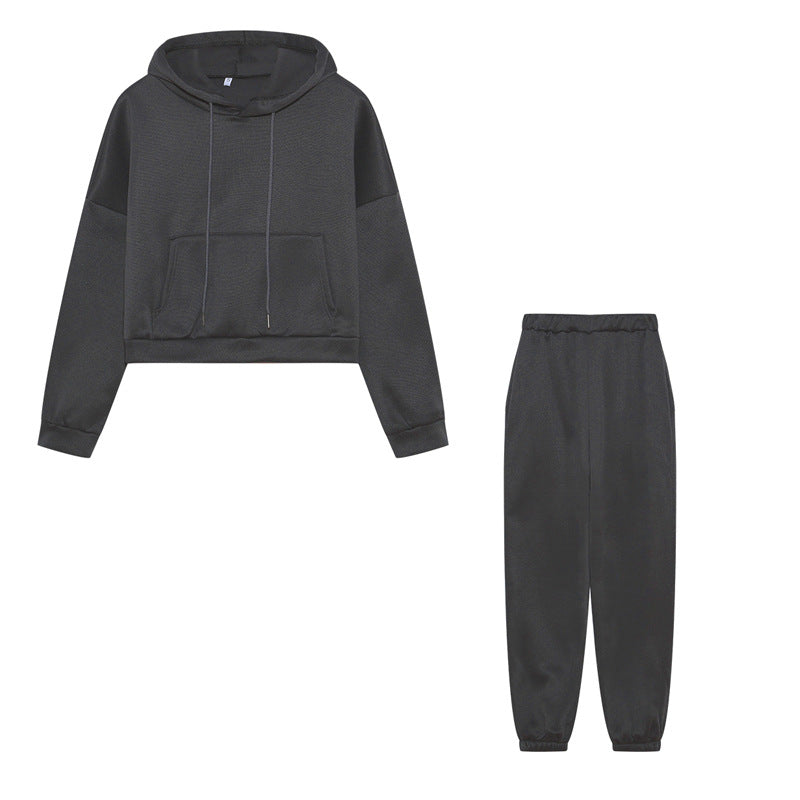 Dame Sports Crop Hoodie og Joggingbukser Sæt Stilla