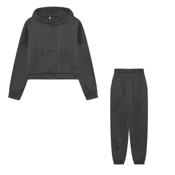 Dame Sports Crop Hoodie og Joggingbukser Sæt Stilla