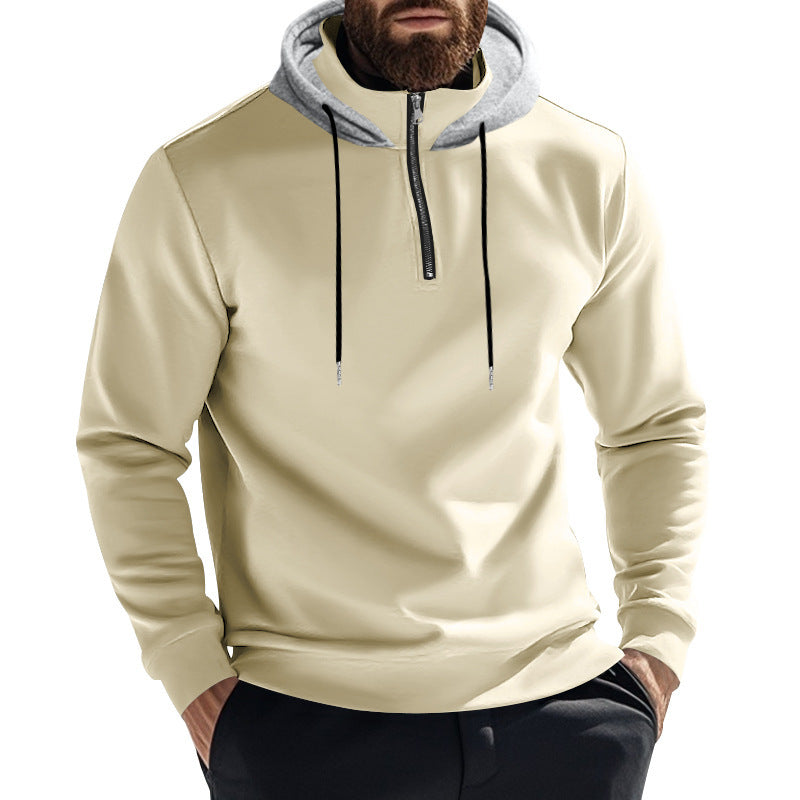Herrer sweatshirt med halv zip og dekorativ hætte Stilla