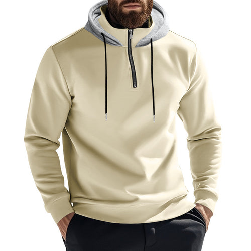 Herrer sweatshirt med halv zip og dekorativ hætte Stilla