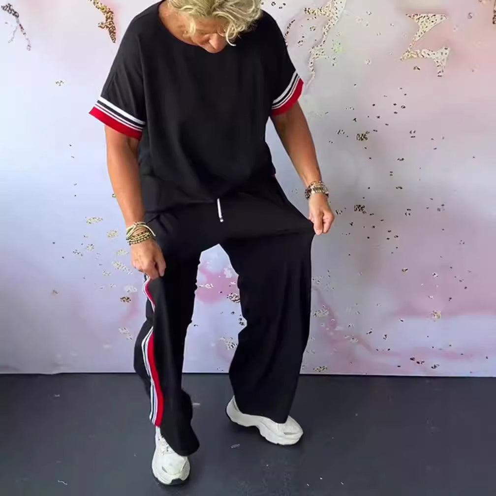 Damer Sportligt Fritids-Sæt med trendy striber og løs pasform Stilla