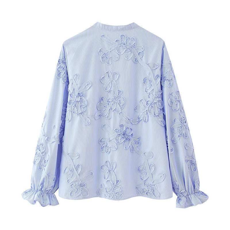 Dame Elegant bluse overdel med florale broderi-detaljer Stilla