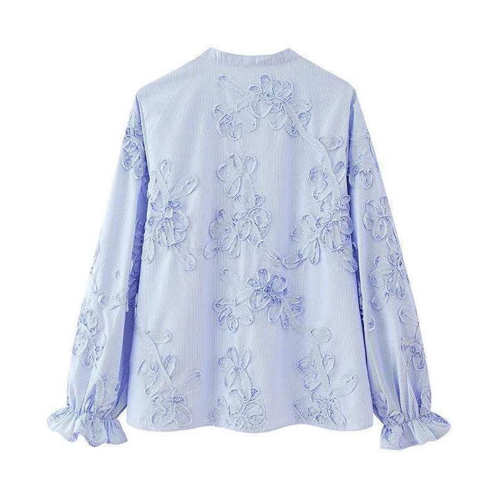 Dame Elegant bluse overdel med florale broderi-detaljer Stilla