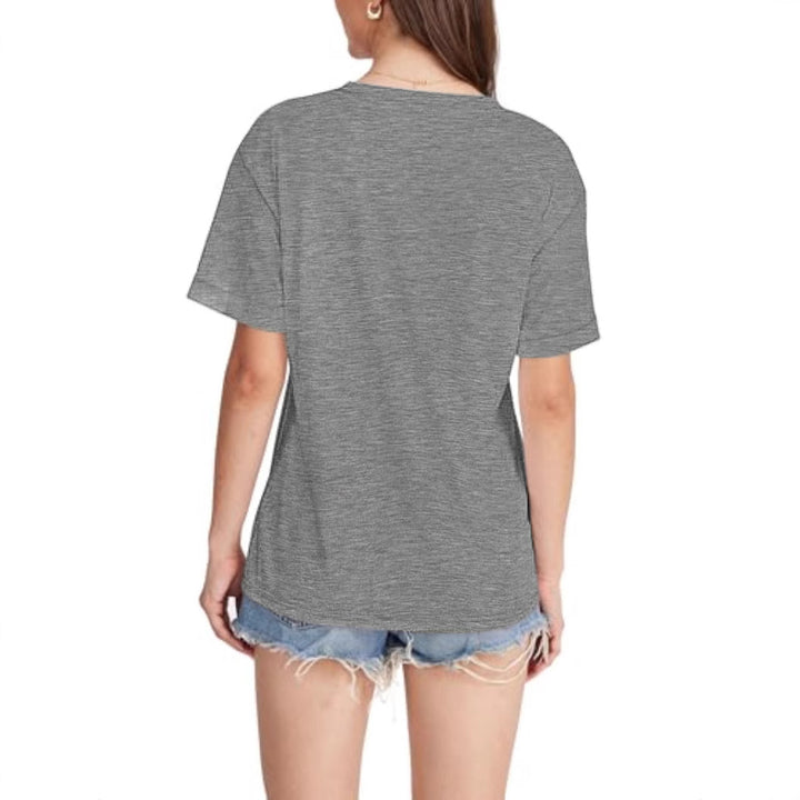 Dame Fritid V-Udskæring Lommer T-Shirt Stilla