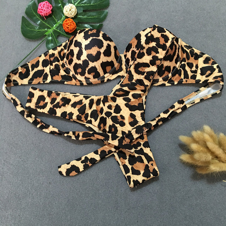 Dame Strapless Leopardmønster Bikini-Sæt Stilla