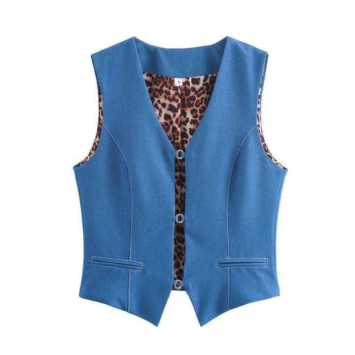 Femme Sleek Tailored Vest med leopardmønstret-fór Stilla