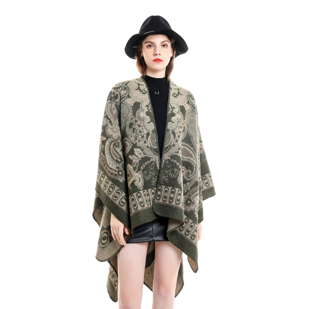 Dame Elegant Poncho med Kunstnerisk Blomster Mønster og Luksuriøst Feel Skovae