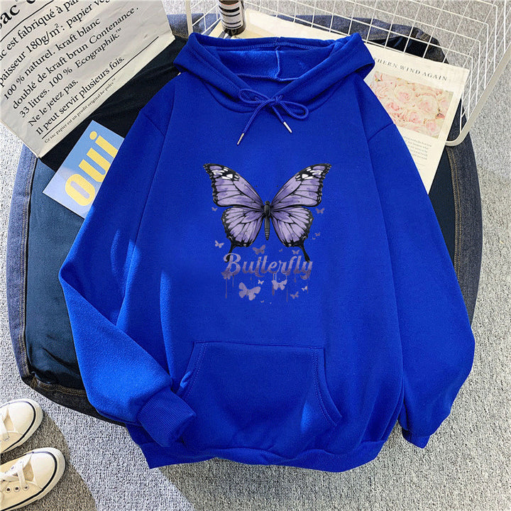 Kvinders hoodie med farverigt sommerfuglemotiv Skovae