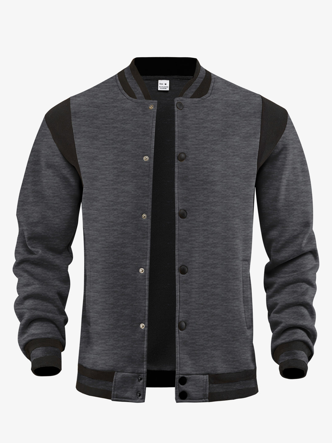 Herren nan let Collegejakke i Varsity-look med trykknaplukning, ribkant og kontrast-skulderstykke Skovae