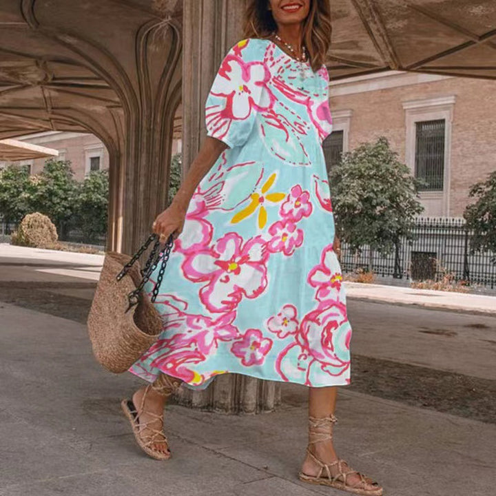 Dame blomsterprint sommer maxikjole Stilla
