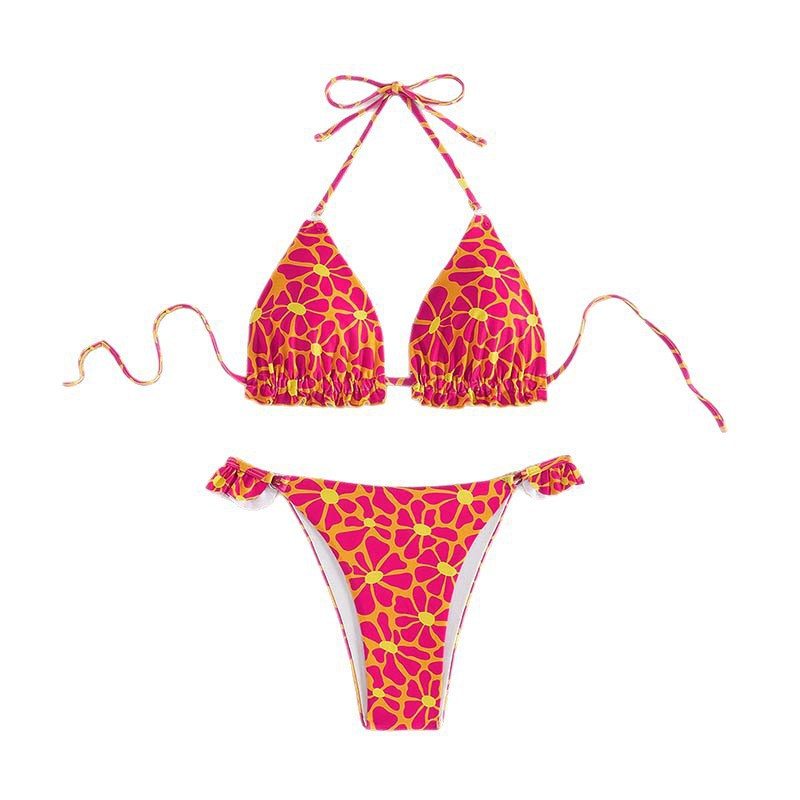 Dame Triangel-Bikini med legende blomsterdesign Skovae