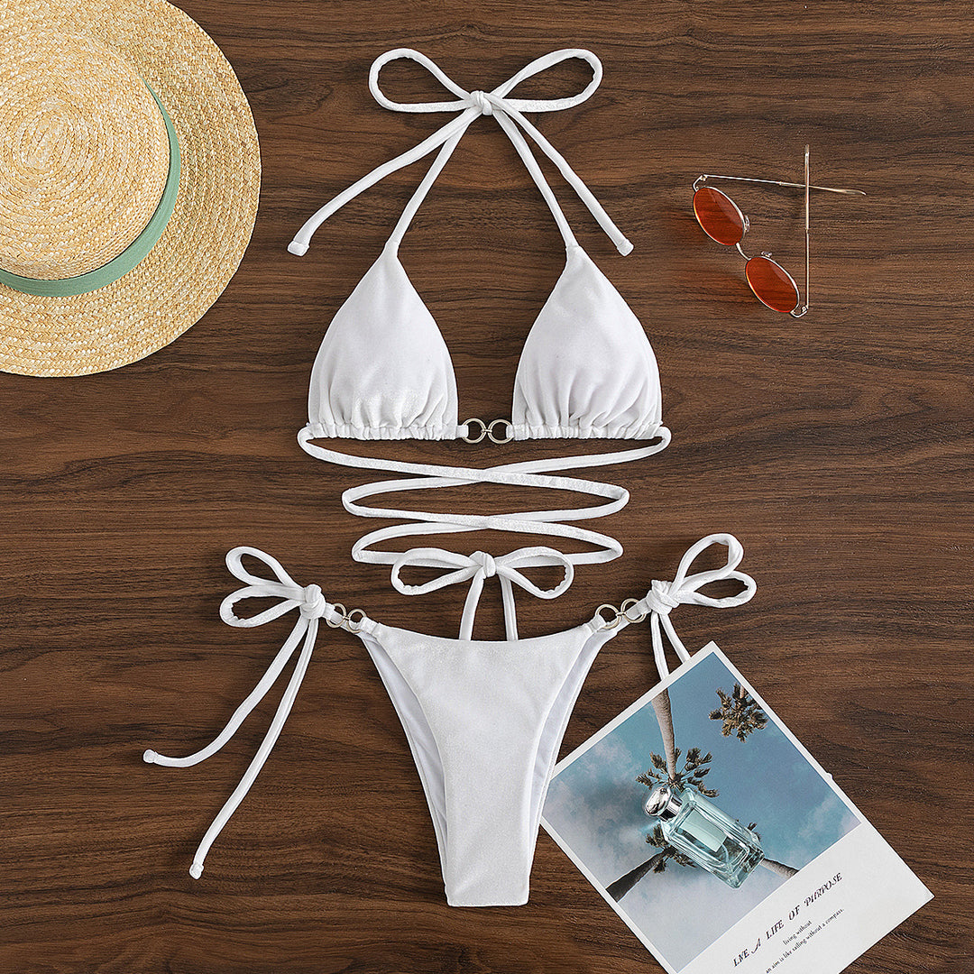 Dame triangle bikini med justerbare stropper og luksuriøst fløjl-design Skovae