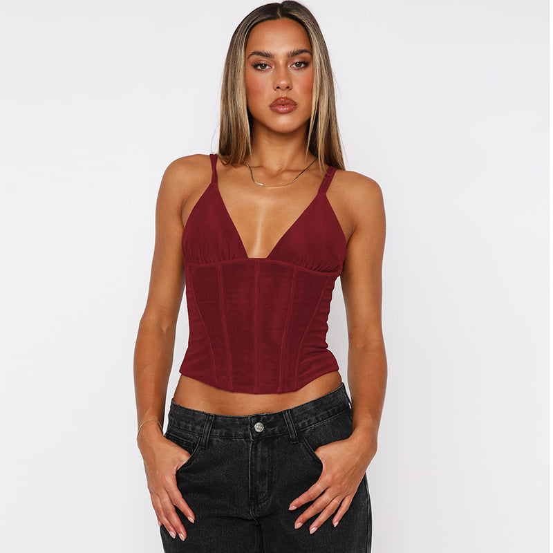 Damer Elegant skåret Bustier-top med spaghetti-stropper Skovae