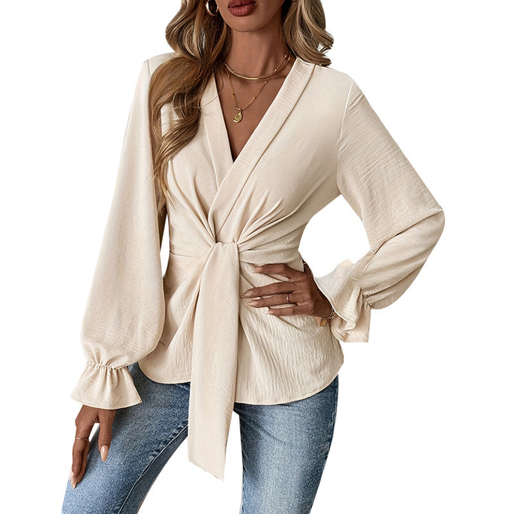 Femme Elegante Wrapbluse med Bindingsdetalje Stilla
