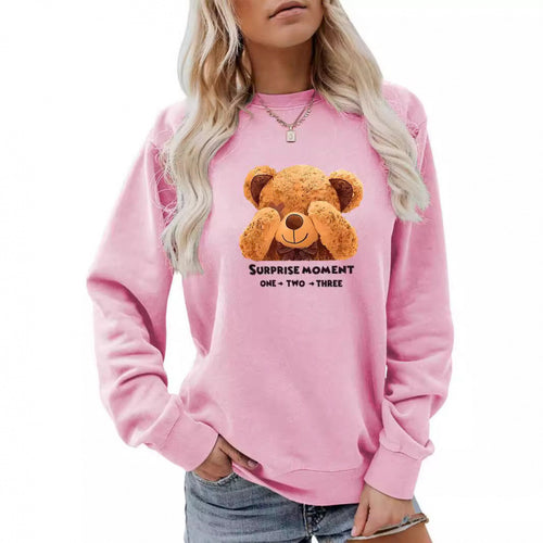 Kvindernes fritids sweater med sødt bjørne design Skovae