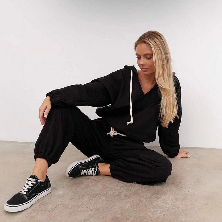 Dame Casual Relaxed-Fit Fritids Sæt med Hoodie og Behagelige Joggingbukser Skovae