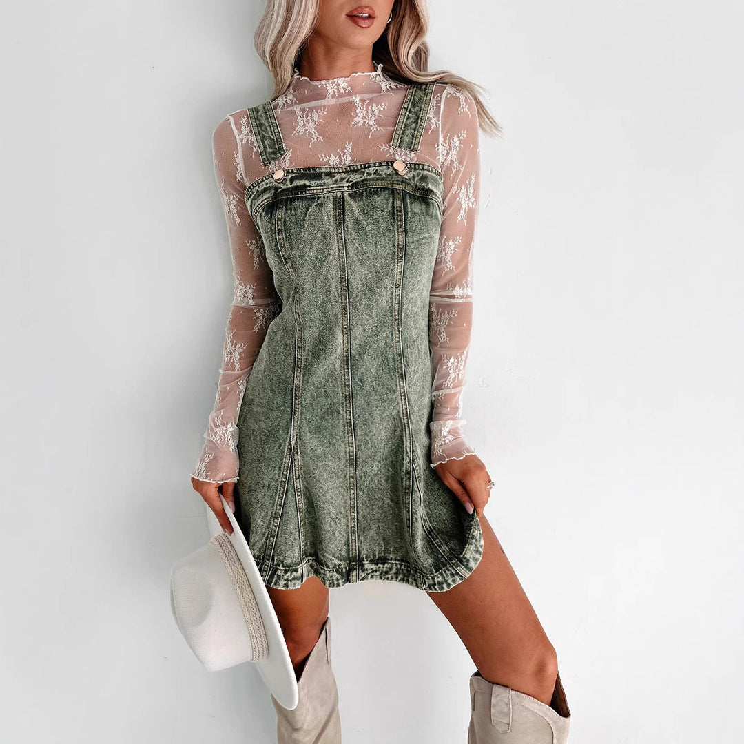 Dame Jeans-rammekjole med elegante stropper og afslappet snit Stilla