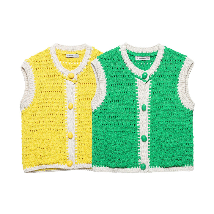 Dame hæklet strikk cardigan vest Stilla