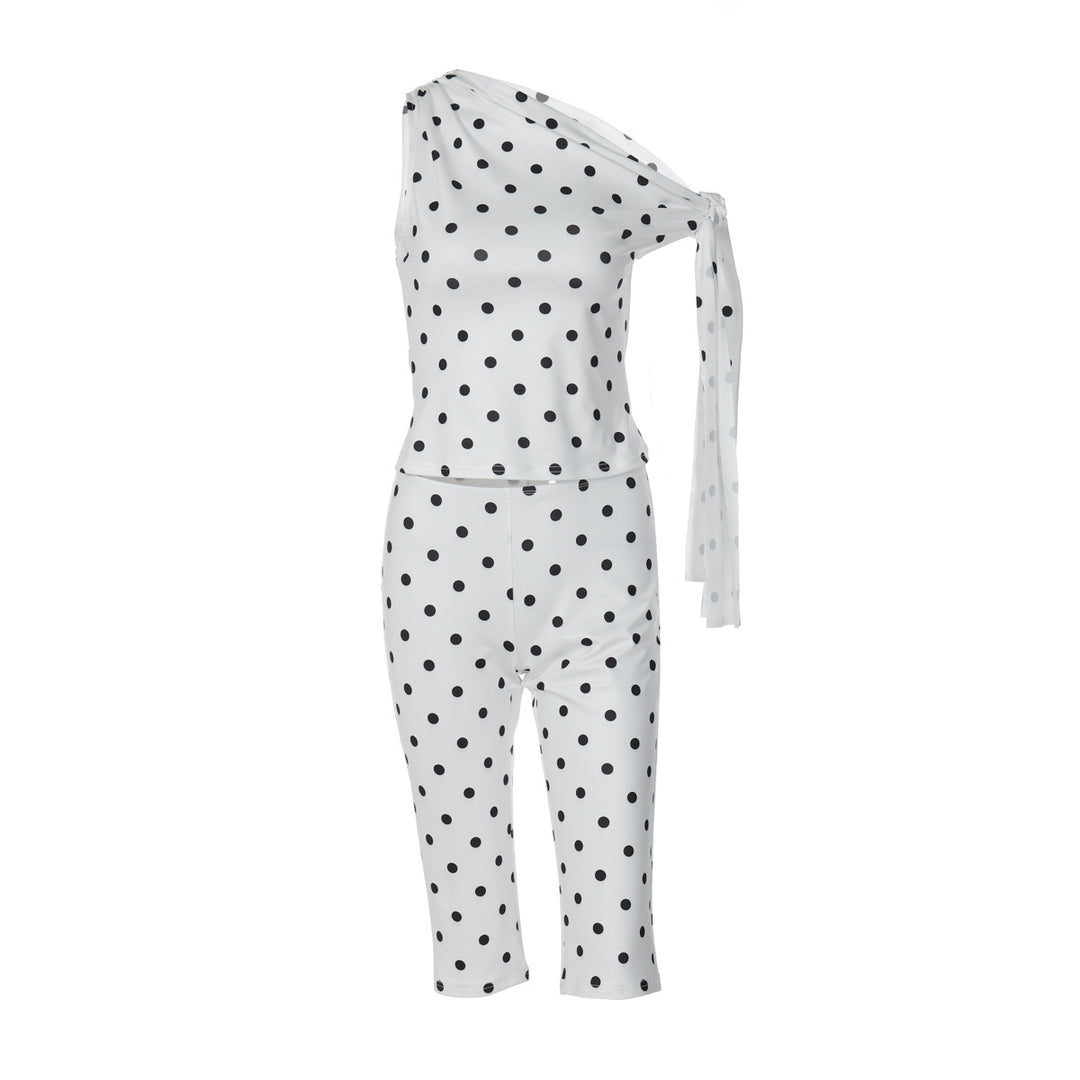 Dame Polka-Dot-Éntegrated med asymmetrisk snit Skovae