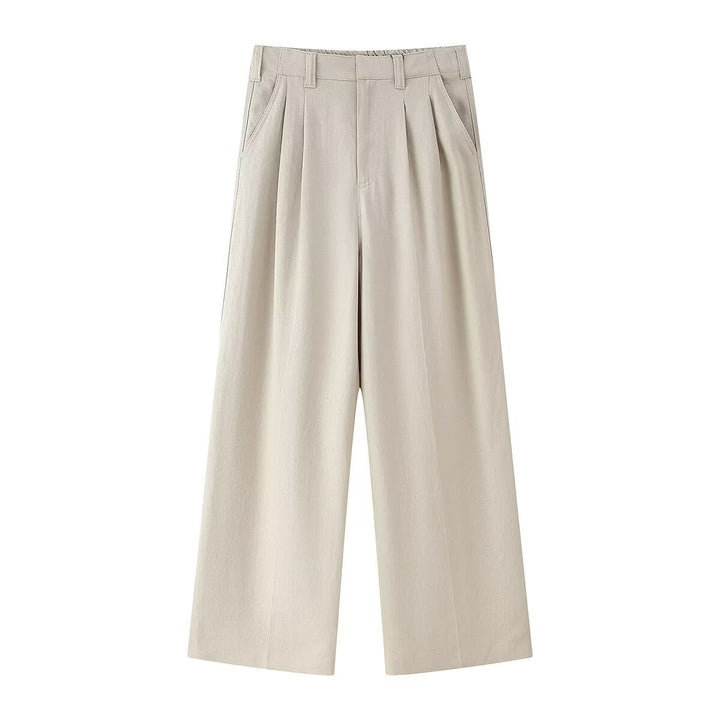 Dame bred High-Waist Bukser med elegant folder og komfortabel pasform Skovae