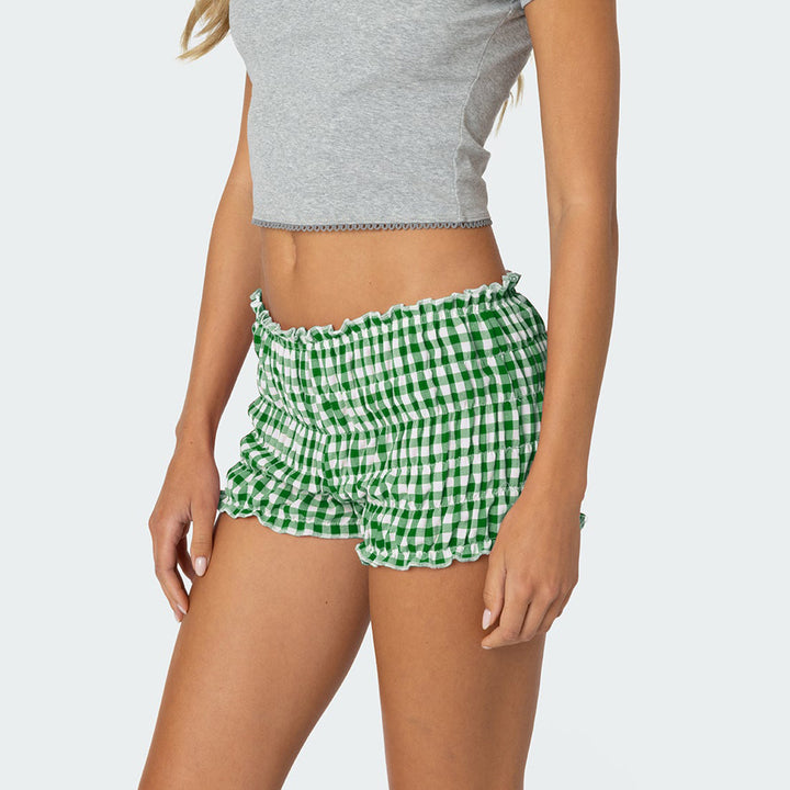 Dame Rynkede Shorts i Vichy-design Skovae