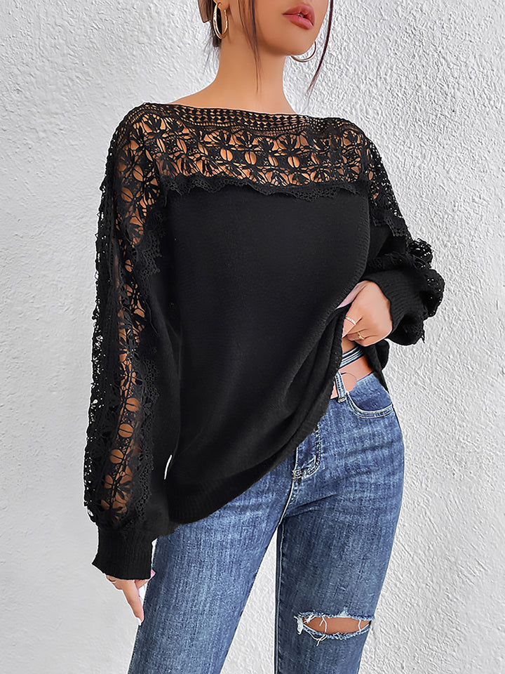 Dame Elegant Spids-Overlay Pullover Stilla