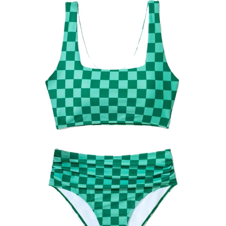 Femme Høj talje Ternet Bikini-Sæt Stilla
