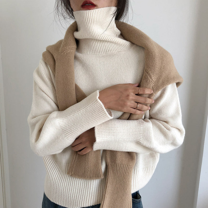 Femme Høj-Hals Lagdelt Strikpullover Stilla