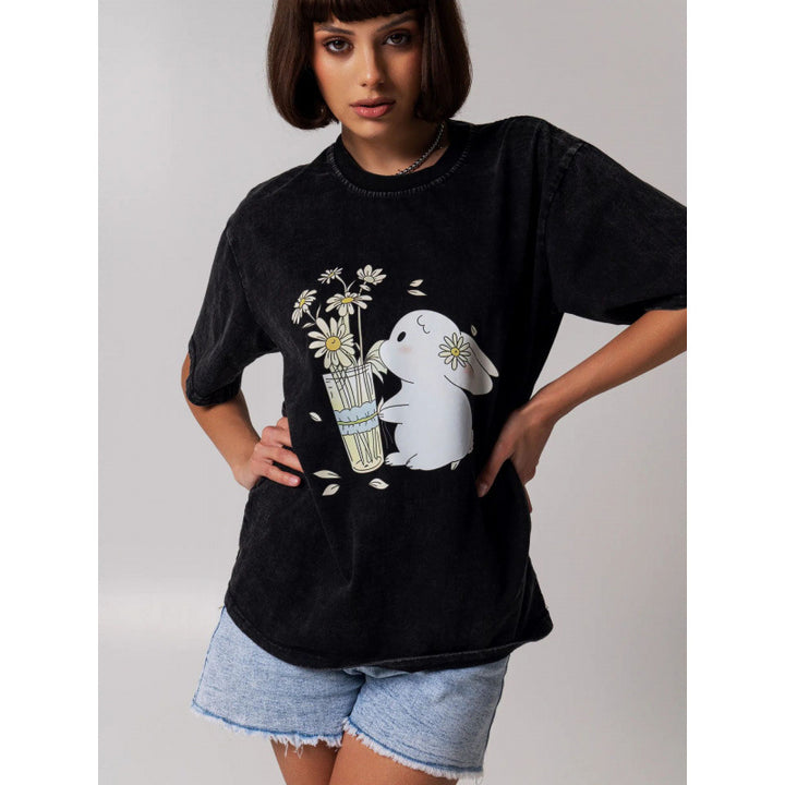 Dame T-shirt med afslappet kunstmotiv og behagelig pasform Stilla