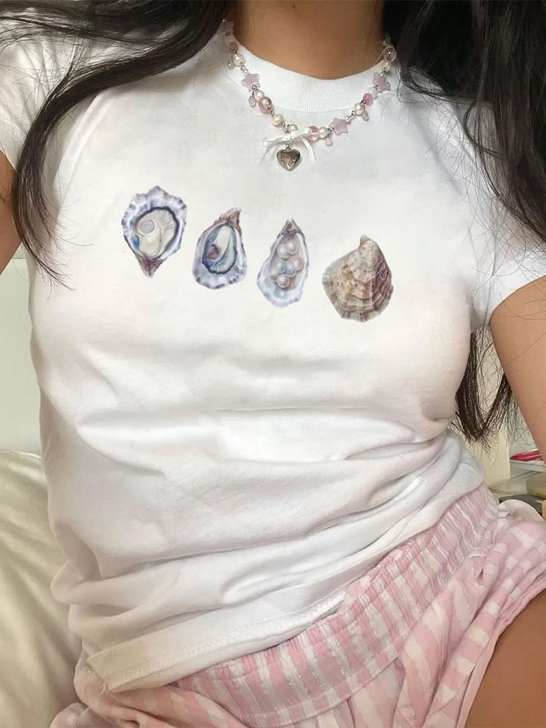 Dame Crop-T-Shirt med iøjnefaldende statement-print Skovae 1777452337
