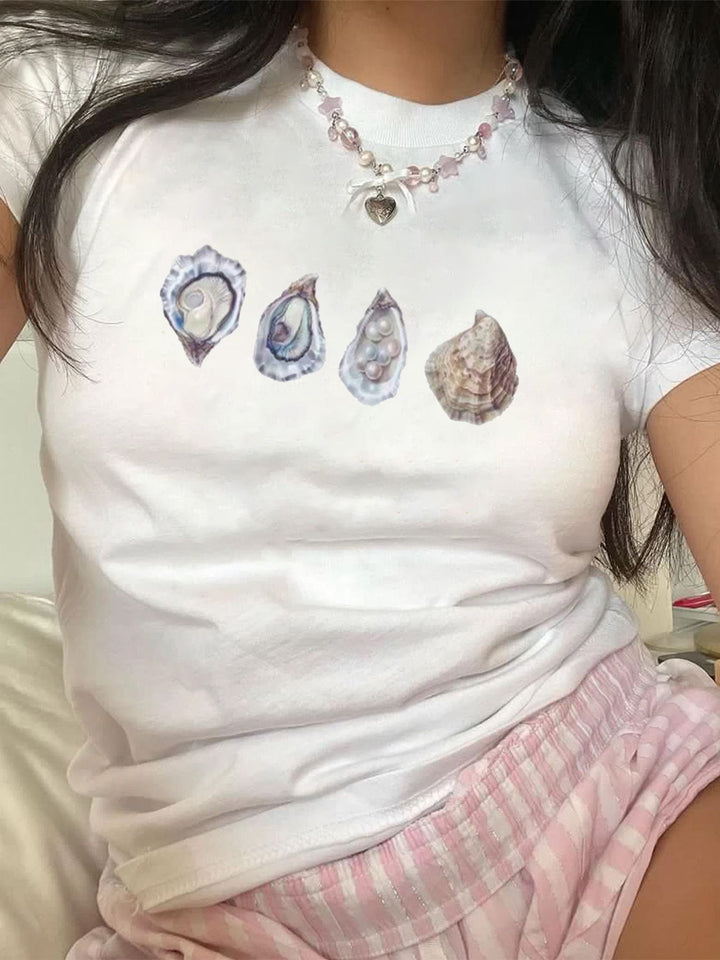 Dame Crop-T-Shirt med iøjnefaldende statement-print Skovae 1777452337