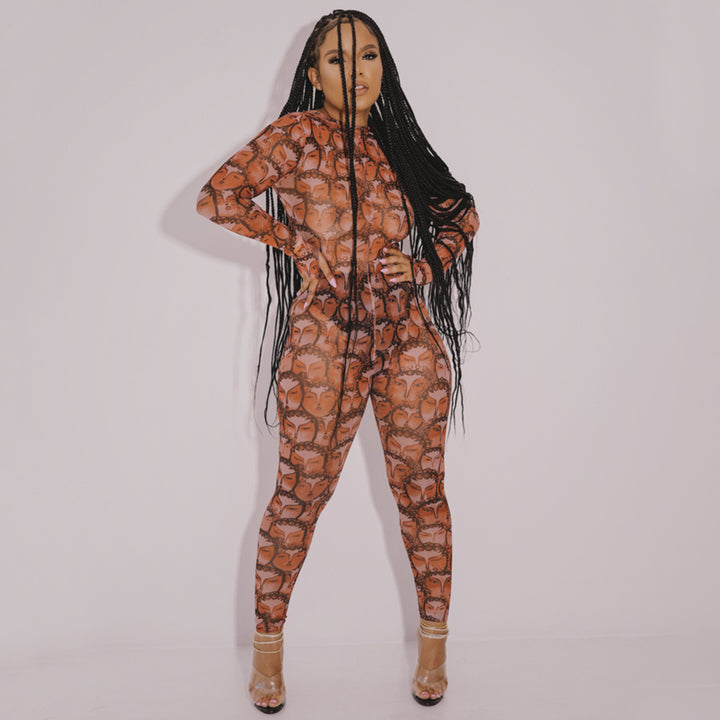 Dame langærmet bodysuit med unikt trykdesign Stilla