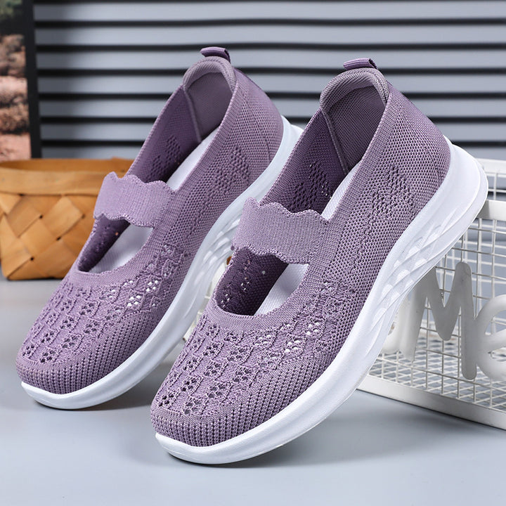 Femme Åndbare Slip-On Mary Jane Sneakers med Komfort Stretch-Overdel Stilla