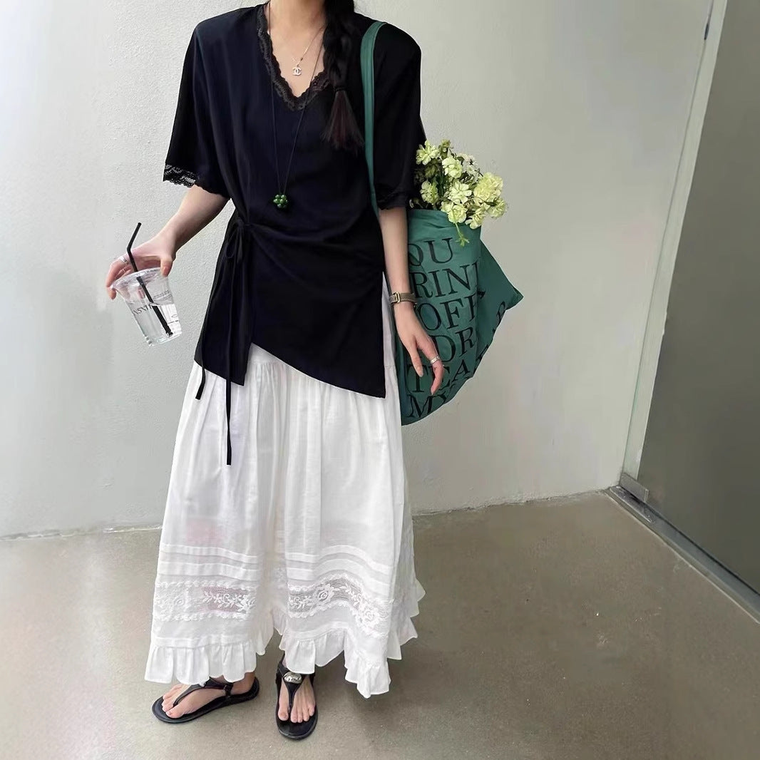 Femme Elegante spidsbesætning maxi-nederdel Stilla