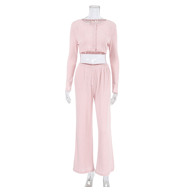 Dame Cropped Pullover og brede Bukser Sæt Stilla