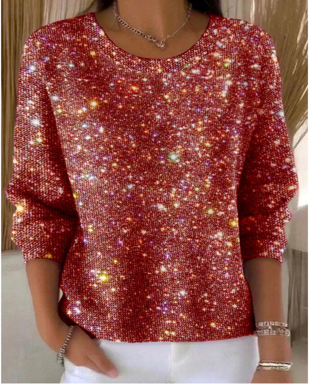 Dame glimmer pullover med funklende effekt og løs pasform Stilla